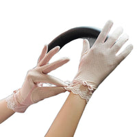 Women's Lace Sun Protection Driving Gloves with Anti-Slip Grip, Thin Breathable Ice Silk for Spring/Summer