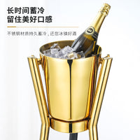 Stainless Steel Champagne Ice Bucket with Stand, Wine and Beer Chiller for Bar and Commercial Use