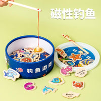 Kids Wooden Magnetic Fishing Game Ocean Animal Cognitive Educational Toy