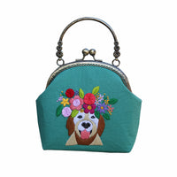 DIY European Embroidery Kiss-Lock Bag Kit with Ribbon and Lu Embroidery
