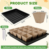 Biodegradable Seed Starter Kit with Peat Pots, Trays, and Plant Labels for Garden Seedling Propagation