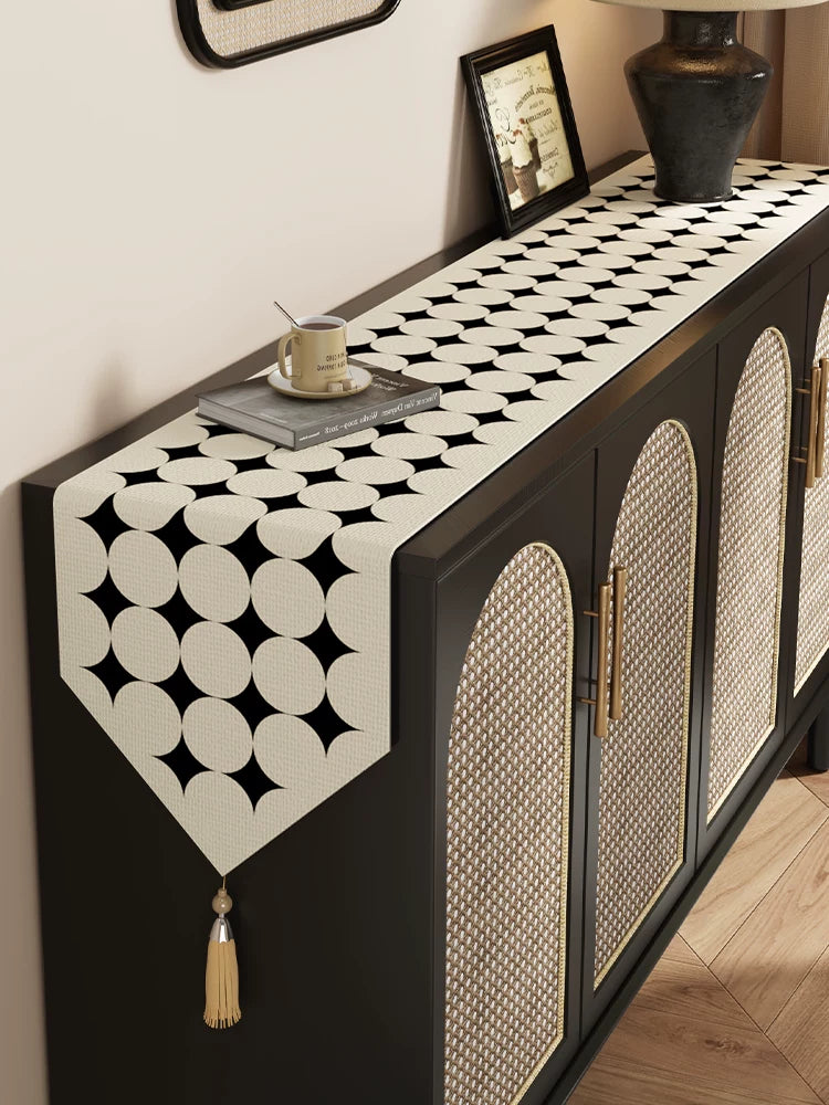 Luxury Tassel Table Runner for Dining Table, Coffee Table, Dresser, Cabinet Decor