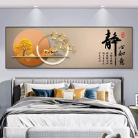 Self-Adhesive Golden Mountain Wall Art for Bedroom Living Room Decor