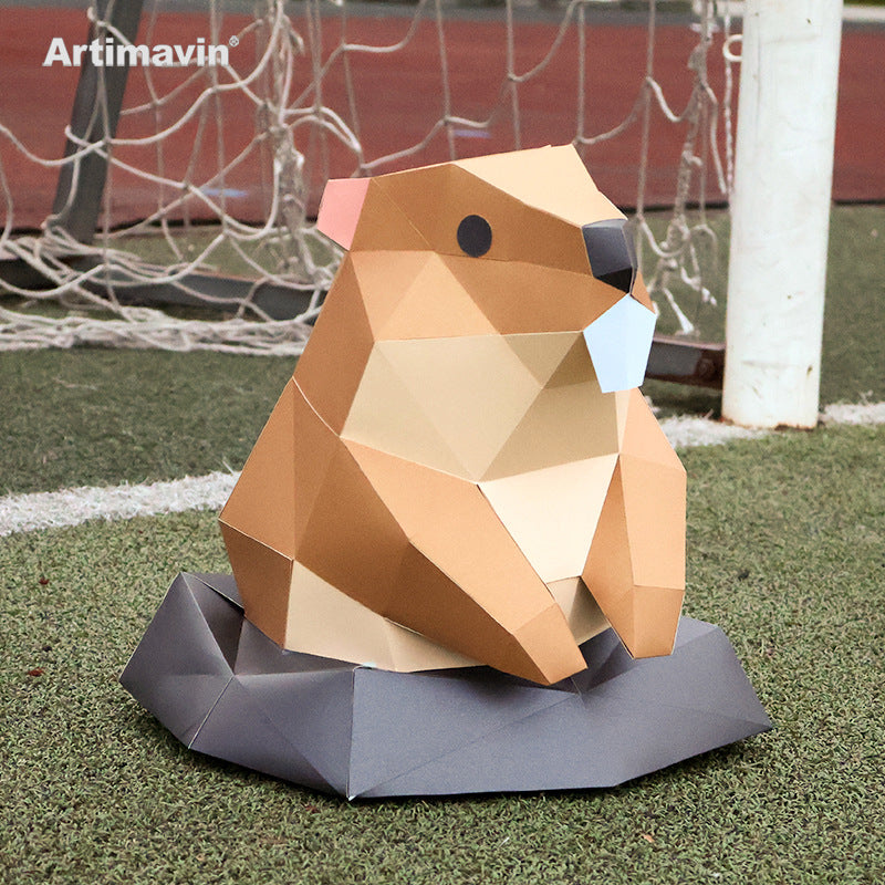 Cute Groundhog 3D Paper Model DIY Craft Kit for Animal Lovers