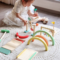 Kids Rainbow Simulation Golf Balance Training Game Set Indoor Outdoor Sports Wooden Toy