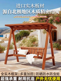 Outdoor Anti-Corrosion Wood Swing Chair for Patio Garden Villa Double Rocking Chair