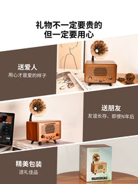 Retro Bluetooth Wireless Speaker Wooden Desktop Computer Subwoofer High-Quality Sound Gift