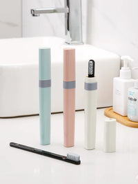 Portable Toothbrush Holder Travel Case with Lid for Couples, Mini Toothbrush Storage Box for Business Trips
