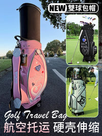 PGM Women's Golf Travel Bag Hard Shell Retractable Club Bag with Wheels