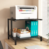 Desktop Printer Stand with Storage, 2-Tier Office Computer Host Rack, PC Tower Storage Cabinet