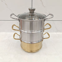 Stainless Steel Individual Hot Pot for Induction Cooktops, Stackable Shabu-Shabu Pot