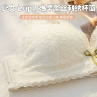 French Style Wireless Bra and Panty Set for Women, Thin, Minimizing, Push-Up, Sexy Lingerie