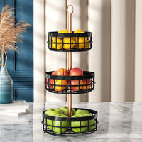 Nordic Style 2/3-Tier Iron Fruit Basket Snack Storage Rack for Living Room Coffee Table