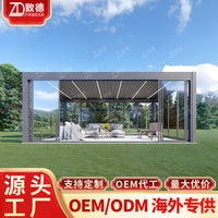 Waterproof Louvered Pergola with Retractable Roof for Outdoor Dining and Garden