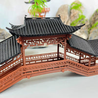 Miniature Ancient Chinese Covered Bridge Pavilion for Micro Landscape Aquariums and Bonsai