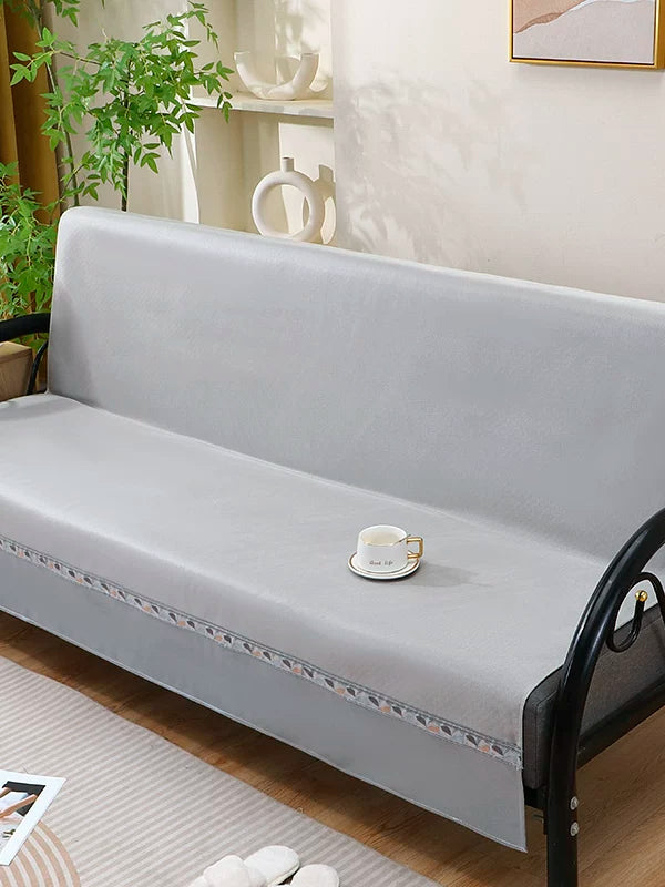 Ice Silk Folding Sofa Mat Simple Solid Color Non-slip Summer Cooling Mat Sofa Cover Cushion