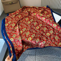 Elegant Silk Scarf for Women, Long Sun Protection Shawl, Imitation Silk Printed for Travel