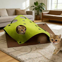 Cat Tunnel Play Mat with Scratch Pad, Thick Felt Interactive Pet Toy