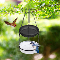 Hanging Metal Mesh Bird Feeder and Waterer Combo for Outdoor Gardens