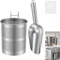 Stainless Steel Ice Scoop with Freezer Rack for Ice Makers