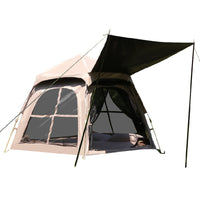 Automatic Hexagonal Pop-Up Camping Tent with Integrated Tarp, Waterproof Blackout Coating, 5-8 Person