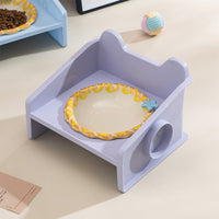 Elevated Ceramic Pet Bowl with Twist Edge Design for Cats and Small Dogs