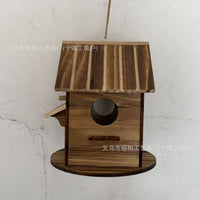Wooden Birdhouse Outdoor Hanging Bird Feeder Nest for Small Birds