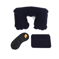 Inflatable Travel Neck Pillow Set with Eye Mask and Earplugs