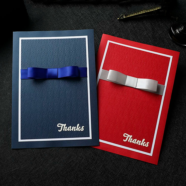 Ribbon Bow A4 Large Greeting Card for Corporate Employee Customer, Thank You Signature Gift for Birthday, Dragon Boat, Mid-Autumn, New Year