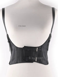 Vintage Dark Lolita Cosplay Suspender Belt Women's Elastic Faux Leather Denim Waistband