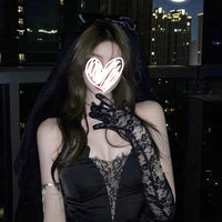 Gothic Lolita Black Bow Veil Headpiece for Weddings, Birthdays, and Halloween