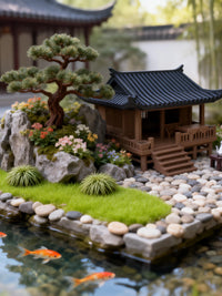 Miniature Teahouse Ancient Architecture Ornament for Aquariums and Landscaping