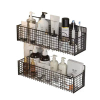 Pegboard Storage Basket Wall-Mounted Organizer for Bathroom & Vanity, No-Drill Iron Grid Basket