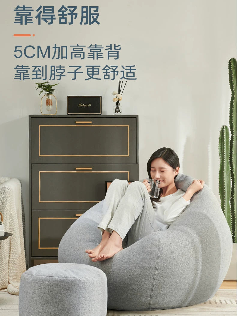 Large Japanese Style Bean Bag Chair for Balcony & Bedroom, Washable & Detachable