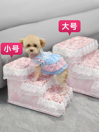 Pet Stairs DIY Kit Small Dog Teddy Solid Wood Ladder Removable Washable Cloth Cover Dog Climbing Ladder