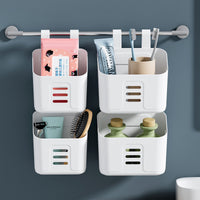 Wall-Mounted Plastic Storage Basket for Kitchen & Bathroom, Hanging Organizer