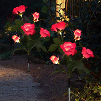 Solar Rose Flower LED Garden Decorative Lights Outdoor Waterproof for Yard Park Villa Lawn