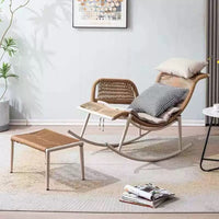 Outdoor Rattan Rocking Chair with Cushions for Living Room Balcony Garden