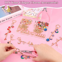 DIY Keychain Making Kit with Alphabet, Animal, and Floral Charms - 352/316 Pcs Craft Supplies