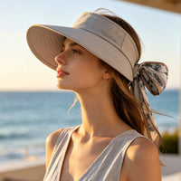 Korean Style Detachable Scarf Sun Visor Hat with Wide Brim for Summer Outdoor Beach