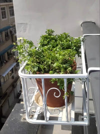 Outdoor Iron Balcony Railing Planter Rack Wall-Mounted Window Plant Shelf