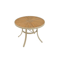Outdoor Wood-Plastic Composite Table and Chair Set for Villa Garden, Aluminum Alloy Dining Table and Chairs, Nordic Style Outdoor Leisure Furniture