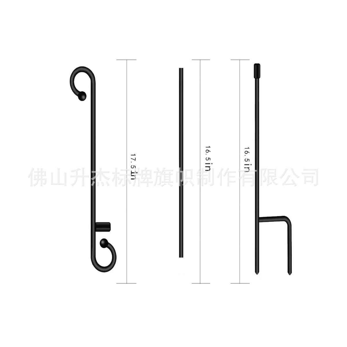 Garden Flag Pole Outdoor Decorative Metal Stand with 2 Clips for Yard and Lawn