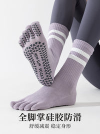 Women's Non-Slip Five-Toe Yoga Pilates Socks for Indoor Fitness Training