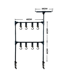 Outdoor Camping Folding Table Storage Rack with Hooks and Lantern Stand