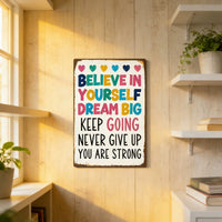 American Style Inspirational English Quote Metal Wall Art for Living Room Bedroom Decor