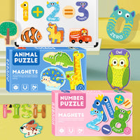 Magnetic Alphabet Number Animal Puzzle Refrigerator Stickers for Kids Early Education
