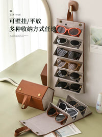 Multi-Slot Foldable Sunglasses Organizer Case for Travel and Wall Mounting