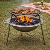 Portable Outdoor Tripod Grill and Fire Pit for Picnics and Camping, Charcoal Brazier with Handle