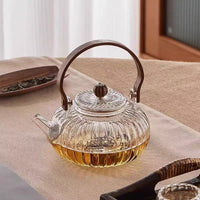 Glass Teapot with Handle for Stovetop, High Temperature Resistant, Pumpkin Design, for Flower Tea and Health Tea